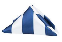 50 Pk, Stripe 20"x20" Satin Napkin Approx. 20"x20" square Edge: Hemmed - Navy Blue & White