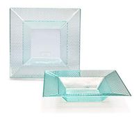 " OCCASIONS" 40 Bowls Pack, Heavyweight Wedding Party Disposable Plastic Bowls (12oz Soup Bowl, Vitro Clear/Tiffany Green)