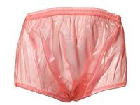 Haian Adult Incontinence Pull-on Plastic Pants 2 Pack (Small, Transparent Pink)