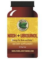 Pure Lab Vitamins NADH 10mg with Ubiquinol - 60 Vegi Caps. Bioactive VIT B3 for Brain and Body Energy.