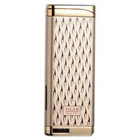 Refillable Blue Flame Adjustable Ultra-Thin Butane Viewable Windproof Cigar Cigarette Lighter Gold