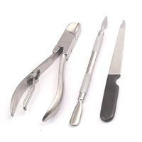 LAJA Imports Cuticle Nipper with Cuticle Pusher Ingrown Toenail Kit Full Jaw Tools Set of 3 Stainless Steel Cuticle Pusher and Spoon Nail Cleaner