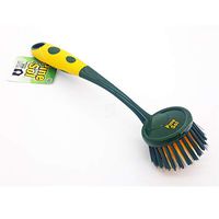 Pine-Sol Long Handle Dish Brush – Soft Bristle Kitchen Scrubber, Safe with Non-Stick Cookware, Round