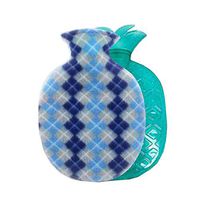 Warm Classic Small 0.8 L Hot Water Bottle with Velvet Cover - Blue (Pineapple Shape)