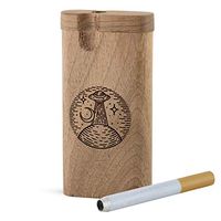 Raw Natural Wood Stash Box with Get Abducted Engraved Design. Comes with Metal Rod, Swivel Top, Spring Load 4-inch Teakwood