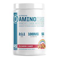 AminoOne BCAA Powder Supplement by NutraOne – Branched Chain Amino Acids to Help Fuel and Recover (Rainbow Candy - 45 Servings)