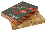 2 Pack Christmas House™ Printed Kraft Paper Gift Boxes with Foil Designs (Merry and Bright + Foil Snowflake)