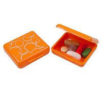 Indestructo Pill Boxes - Orange Bubbles Design (6 Pack) - 3 with Bubbles Design and 3 Solid Orange