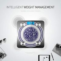 Blue and White Porcelain Digital Scale Thinner Scale Digital Scale Body Weight Tracks 8 Key Compositions Analyzer Sync with Fitness Apps 400 Lbs