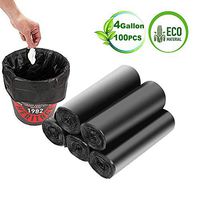 Biodegradable Trash Bags 4 Gallon Small Garbage Bags Recycled Degradable Trash Cans Bags Compostable Rubbish Waste Basket Bins Liners Bags for Kitchen,Bathroom,Office,Cat Litter(100 Counts/5 rolls)