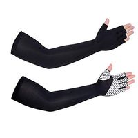 Liudan-Compression Sleeves UV Protection Cooling Riding Arm Sleeve Non-Slip Fingerless Gloves Men and Women Suitable for Driving Outdoor Activities (Color : Black)