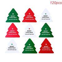 HERRA 120PCS Christmas Gift Tags Self-Adhesive Stickers Christmas Tree Shapes for DIY Xmas Present