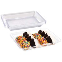 Impressive Creations Clear Rectangular Plastic Serving Tray Platter (25 PK) 10" X 8" – Heavyweight Disposable Appetizer Tray – Durable and Reusable Party Supply Tray – Perfect Dinnerware (5Pk)