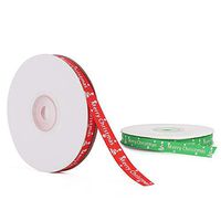 Christmas Ribbon Roll, Christmas Ribbons Merry Christmas Printed Ribbons Christmas Gift Wrapping Ribbon for DIY Craft Christmas Party, Gift Wrapping Hair Bows Decor, 25 Yards x 2 spools (Green/Red)