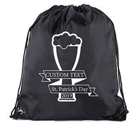 Custom St Patrick's Day Backpack Personalized Drawstring Bags, Reusable Gift bag - 10PK Black CE2500Patty S3
