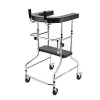 Walker for The Elderly Foldable Mobility Walking Frame for Adult Seniors Adjustable Height Walking Frame for Short Average Lightweight Aluminum Walker (Color : Silver, Size : 125x63x73cm)