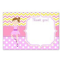 30 Blank Thank You Cards Notes Ballerina Baby Shower Birthday + 30 White Envelopes
