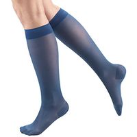 Truform Sheer Compression Stockings, 15-20 mmHg, Women's Knee High Length, 20 Denier, Blue, Small