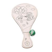 YouCY Sea Little Lion Monkey Flowers Puppy Home DIY Painting Racket Paddle Ball Game Wooden Kid's Art Painting Board with Ball and Blank Patterns,Little Lion