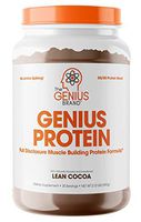 Genius Protein Powder - Natural Whey Protein Isolate & Micellar Casein Lean Muscle Building Blend, Grass Fed Post Workout Strength Builder for Weight Loss and Strength Gains, Lean Cocoa, 2 LB