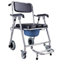Folding Commode Chair Shower Chair Commode with Wheeled Seat Wheelchair Portable Fixed Height Mobile Shower Commode with Brakes