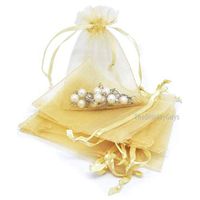 TheDisplayGuys 100-Pack 6x8 Gold Sheer Organza Gift Bags with Drawstring, Jewelry Candy Treat Wedding Party Favors Mesh Pouch