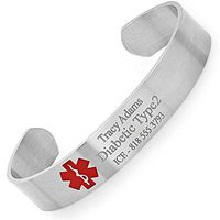 ForeverGiftsusa Personalized Medical ID Cuff Bracelet with Free Engraving