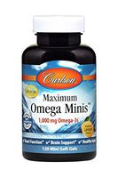 Carlson - Maximum Omega Minis, 1000 mg Omega-3s, Heart Function, Brain Support & Healthy Aging, Lemon, 120 Mini Softgels