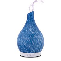 Aromatherapy Essential Oil Glass Diffuser Cool Mist Ultrasonic Humidifier Hand Blown Glass Colorful LED White Glow 200ml Capacity with Safety Auto-Shut Off Feature