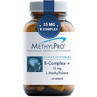MethylPro B-Complex + 15mg L-Methylfolate 30 Capsules - Professional Strength Active Folate for Energy + Mood Support with Methyl B12 + B6 as P-5-P, Non-GMO + Gluten-Free