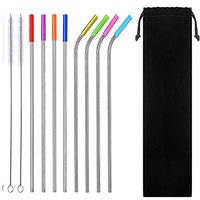 Set of 8 Stainless Steel Straws with 8 Pieces Silicone Tips for 30oz 20oz Tumblers Cups Mugs, Metal Drinking Straw with Cleaning Brush for 30 20 ounce Yeti Rambler Rtic Ozark Trai