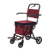Foldable Trolley, Old Walker Shopping Cart Four-Wheeled Trolley with Seat (Color : Four Wheel-Universal Wheel)