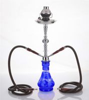 2 hose 23" Habibi Blue Hookah Shisha Nargila water glass vase pipes smoke sale