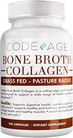 Codeage Organic Bone Broth Collagen Capsules w. Turmeric + Ashwagandha - Grass Fed Bovine & Organic Chicken Bone Broth Collagen Type I II III for Hair Skin Nails Bones Joints & Gut Support - 180 Pills