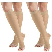 Truform Compression 15-20 mmHg Sheer Knee High Open Toe Stockings Nude, Medium, 2 Count
