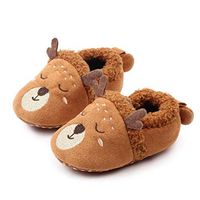 Ugthe Baby Shoes Baby Girls Boys Cartoon Animal Warm Anti-Slip Soft Sneakers Prewalker Flat Shoes - Yellow Brown *Deer
