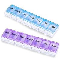 Weekly Pill Organizer, 7 Days Pill Organizer with Easy Open, BPA Free Travel Pill Case for Fish Oil, Calcium Tablets and Other Vitamin Pills, Prescription Arthritis Pill, Supplements (Blue & Purple)