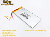 3lines 3.7V 4000mAh 3060140 Lithium Polymer Ion Rechargeable Battery Lithium Polymer Li-Po Battery for MP4 GPS MP3 Bluetooth Stereo DIY Gift