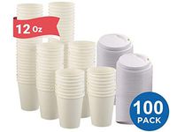 1InTheHome 12 oz Coffee Cups With Lids Disposable Paper Coffee Hot Cups (100 Cup & 100 Lids))