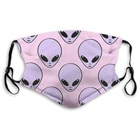 Premium Earloop Face Cover, Dustproof Pollenm Face and Nose Cover with Adjustable Elastic Strap - Windproof Pink Aliens Head Half Face Mouth Cover