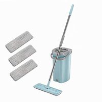 Mop Bucket Cleaning System, Comfort Floor Cleaning Set with 2 Chamber System - Convenient Wringer Mechanism, Keeps Your Hands Clean, with 1/3 icrofibre Pads for All Floor Cleaning,3mopcloths