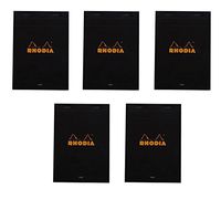 Rhodia Classic Black Notepad 3.38X4.75 Lined, Pack of 5