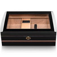 BJL-Cigar Cigar Box - Cigar Box Mellow Cedar Wood Glass Transparent Window Piano Paint Cigar humidor Cigar Cabinet Black OYO (Color : A)