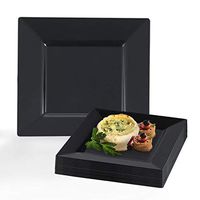 Kaya Collection - Black Plastic Square 6.5" Salad/Dessert Plates - Disposable or Reusable - 1 Case (120 Plates)
