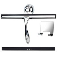 K Kwokker 12 Inch Squeegee for Shower Door Glass Marble Fiberglass for Home Bathroon Kitchen Car Window Body Chrome Plated Streak Free Tile Desk Scraper w/Soft Rubber Water Blade&Suction Cup&Hooks