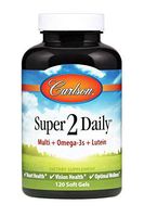 Carlson - Super 2 Daily, Multi + Omega-3s + Lutein + D3, Heart & Vision Health, Optimal Wellness, Daily Multivitamin with Omega-3s and Lutein, 120 Softgels