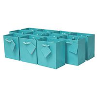 4x2.75x4.5" 12 Pcs. Extra Small Turquoise Premium Quality Paper Gift Bags with Handles, Party Favor Bags for Birthday Parties, Weddings, Holidays and All Occasions