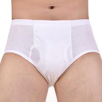 Jinon 3Pcs/Set Men's White Classic Incontinence Briefs Regular Absorbency Washable Reusable Incontinence Briefs 2XL (Waist 94-110cm)