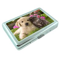 Puppy Kitty Cuddle Em1 Hip Silver Cigarette Case Id Holder Metal Wallet 4" X 2.75" RFID Protection
