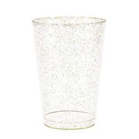 50 Gold Glitter Clear Hard Plastic Cups | 14 oz. Fancy Disposable Wedding Tumblers for Party & Wedding (50-Pack)